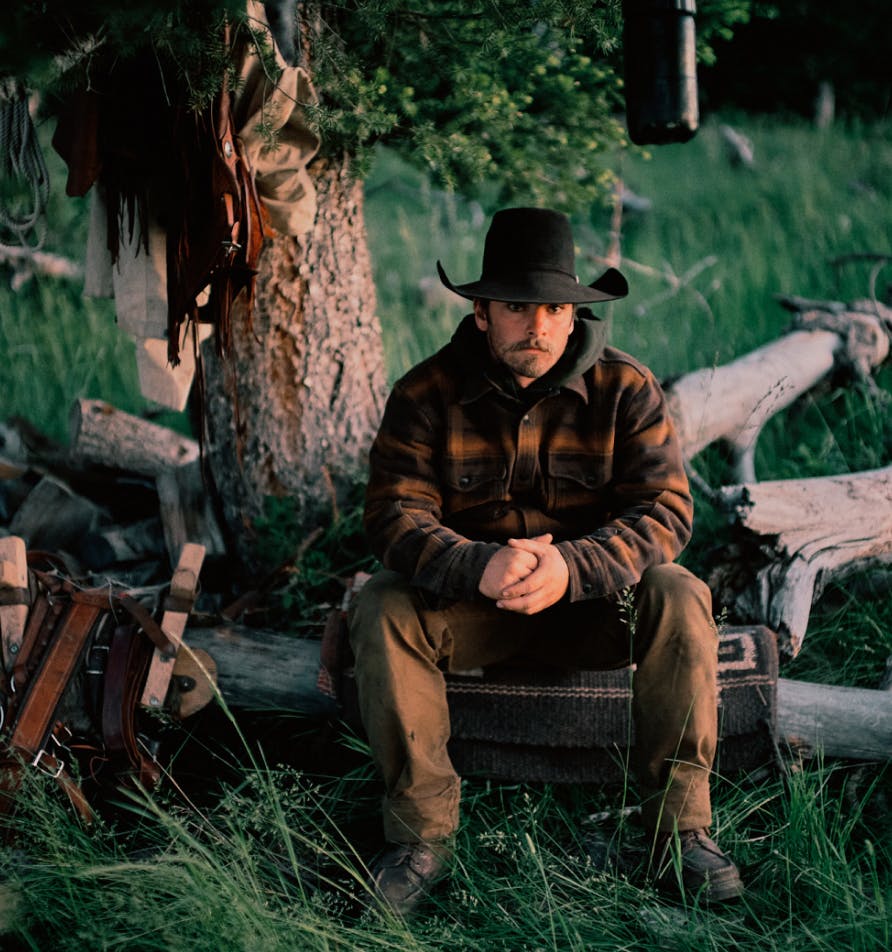 man wearing filson gear