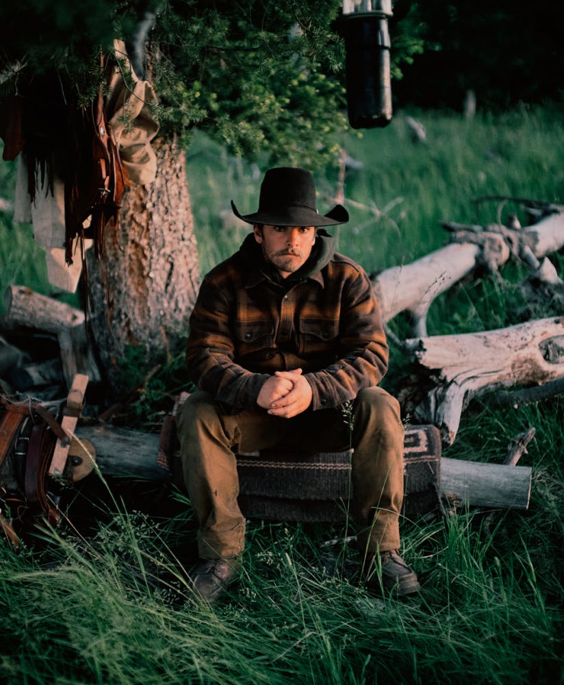 man wearing filson gear